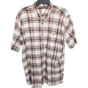 Patagonia Mens XL PLaid Organic Cotton Short Sleev